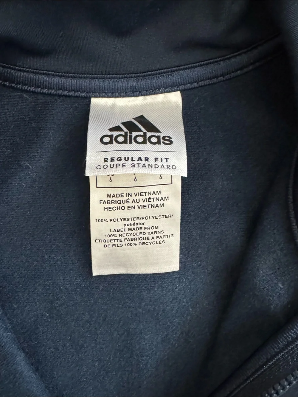 adidas kids Navy track Jacket with White Logo and Gold Shoulder Stripes
